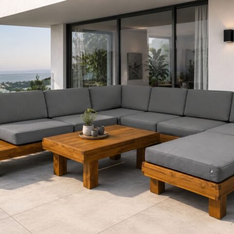 Narożnik drewniany U-SHAPE SOFA - meble tekowe